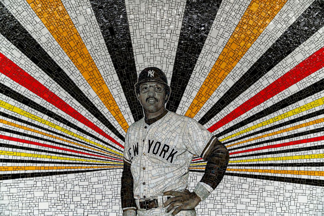 Mr. October himself: Reggie Jackson portrait derived from a photograph by Doug McWilliams/ National Baseball Hall of Fame and Museum<br>